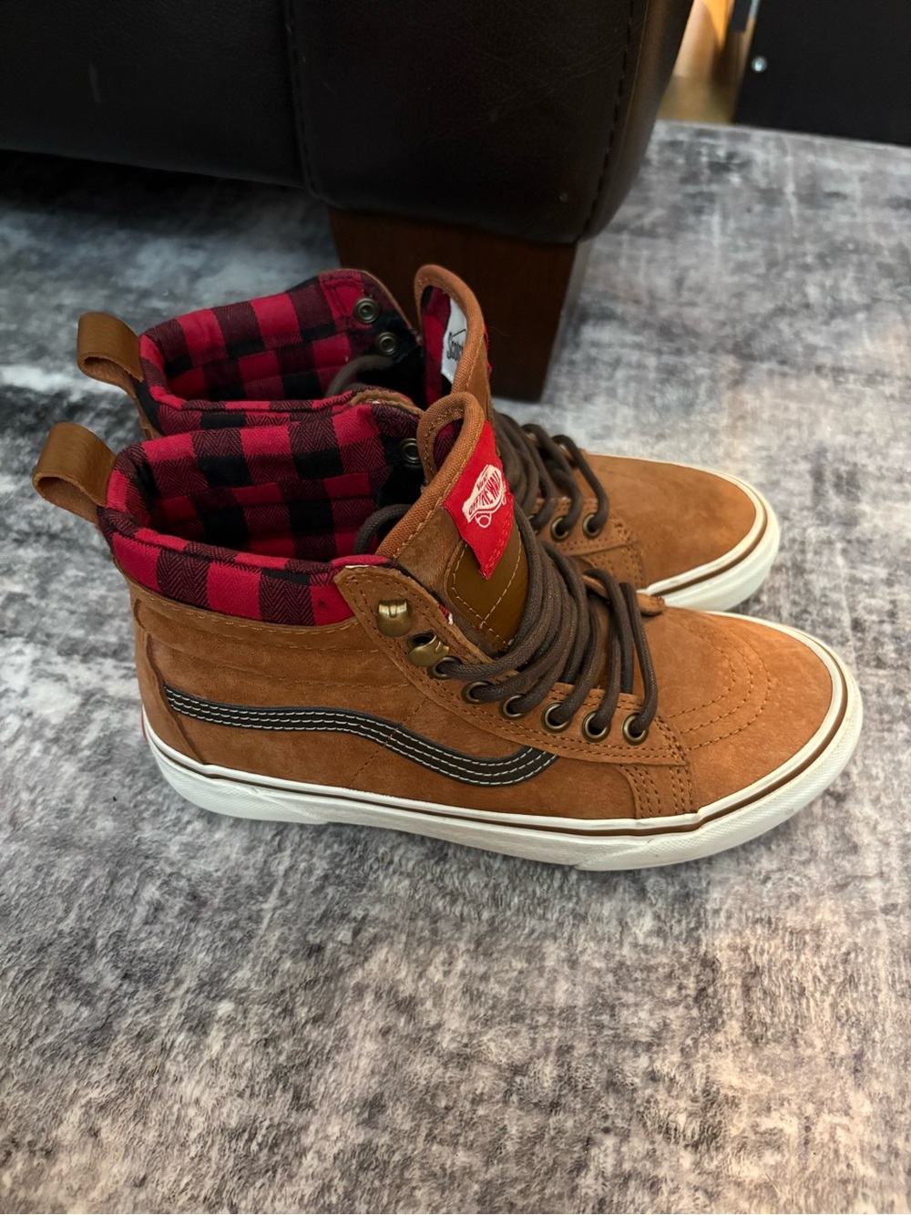 Vans Sk8-Hi MTE Leather Glazed High-Top Sneakers Tan Marshmallow - Picture 2 of 5